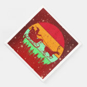 Retro Vintag Sunset Santa Sleigh Rentier Serviette (Ecke)