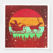 Retro Vintag Sunset Santa Sleigh Rentier Serviette (Vorderseite)