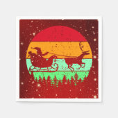 Retro Vintag Sunset Santa Sleigh Rentier Serviette (Vorderseite)