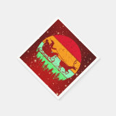 Retro Vintag Sunset Santa Sleigh Rentier Serviette (Ecke)