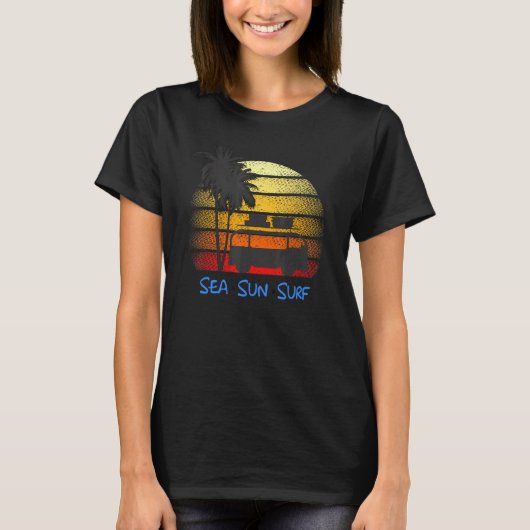 Retro Vintag Sunset Sea Surf T-Shirt (Vorderseite)