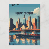 Retro Vintag Sunset über Manhattan Postkarte (Vorderseite)