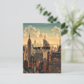 Retro Vintag Sunset über Manhattan Postkarte (Stehend Vorderseite)