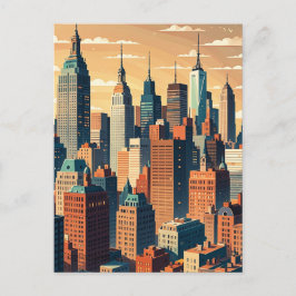 Retro Vintag Sunset über Manhattan Postkarte