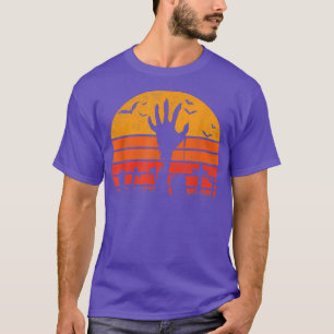 Retro Vintag Sunset Zombie Hand Beängstigend Hallo T-Shirt