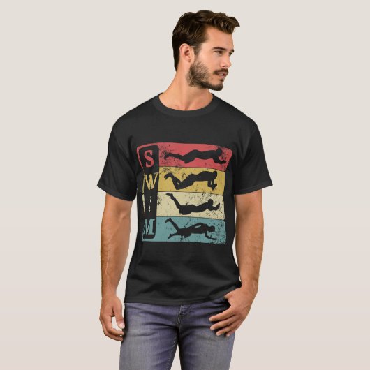 Retro Vintag Swimmer Schwimmen T-Shirt (Vorne ganz)