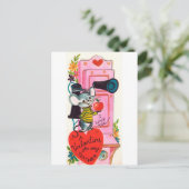 Retro Vintag Teacher Valentine Urlaub Postkarte (Stehend Vorderseite)