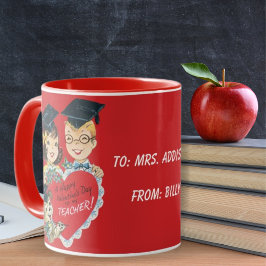 Retro Vintag Teacher's Valentine Day Custom Tasse