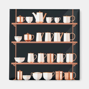 Retro Vintag Tepots 50's Kitchen Gemütliches Thema Magnet