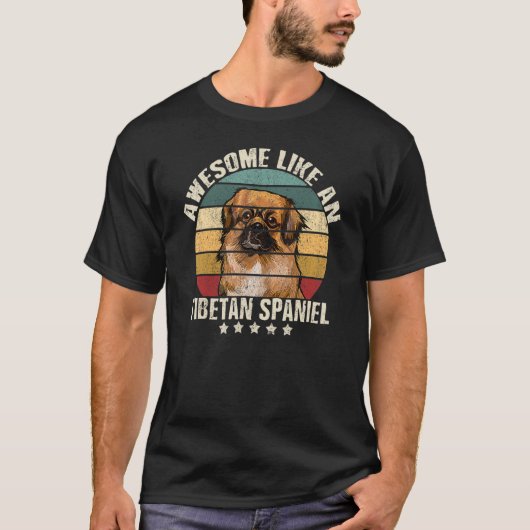 Retro Vintag Tibetan Spaniel Dog T-Shirt (Vorderseite)