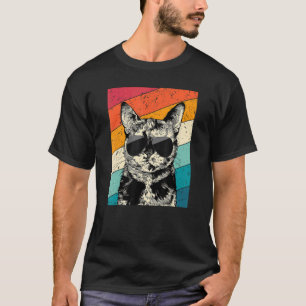 Retro Vintag Tortoiseshell Katze mit Sonnenbrille T-Shirt