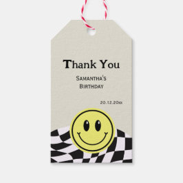 Retro Vintag überprüft Geburtstag schwarz Thankyou Geschenkanhänger