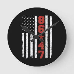 Retro Vintag USA Flag 86 47 Anti Trump Runde Wanduhr