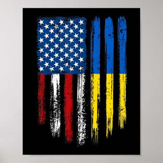 Retro Vintag USA Flag Ukraine Patriotisch Ukrainis Poster (Vorne)