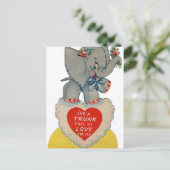 Retro Vintag Valentine Elefant Urlaub Postkarte (Stehend Vorderseite)
