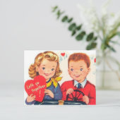 Retro Vintag Valentine Feiertag Postkarte (Stehend Vorderseite)