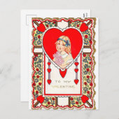 Retro Vintag Valentine Feiertagspostkarte (Vorne/Hinten)