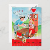 Retro Vintag Valentine Feiertagspostkarte (Vorne/Hinten)