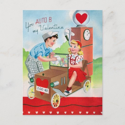 Retro Vintag Valentine Feiertagspostkarte (Vorderseite)