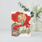 Retro Vintag Valentine Feiertagspostkarte (Stehend Vorderseite)