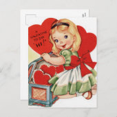 Retro Vintag Valentine Feiertagspostkarte (Vorne/Hinten)
