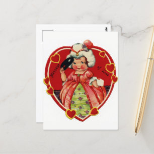 Retro Vintag Valentine Girl Postkarte