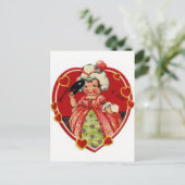 Retro Vintag Valentine Girl Postkarte (Stehend Vorderseite)