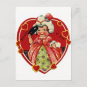 Retro Vintag Valentine Girl Postkarte (Vorderseite)