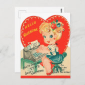 Retro Vintag Valentine Girl Postkarte (Vorne/Hinten)