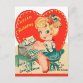 Retro Vintag Valentine Girl Postkarte (Vorderseite)