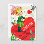Retro Vintag Valentine Holiday Dusche Postkarte (Vorne/Hinten)