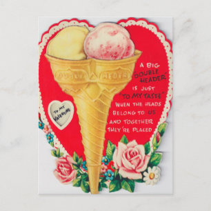 Retro Vintag Valentine Holiday Eis Postkarte