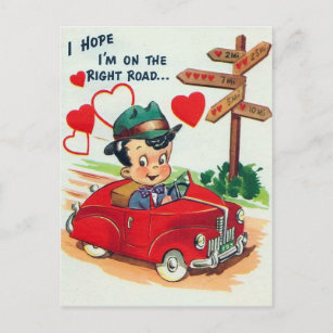 Retro Vintag Valentine Holiday man Postkarte
