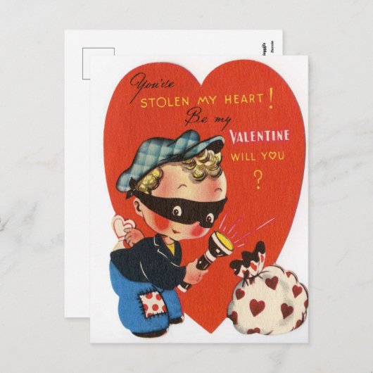 Retro Vintag Valentine Holiday Postkarte (Vorne/Hinten)