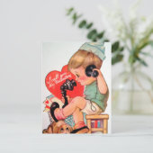 Retro Vintag Valentine Holiday Postkarte (Stehend Vorderseite)