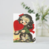Retro Vintag Valentine Hund Holiday Postkarte (Stehend Vorderseite)