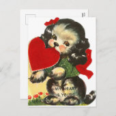 Retro Vintag Valentine Hund Holiday Postkarte (Vorne/Hinten)