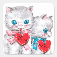 Retro Vintag Valentine Katzen Holiday Aufkleber