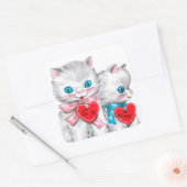 Retro Vintag Valentine Katzen Holiday Aufkleber (Umschlag)