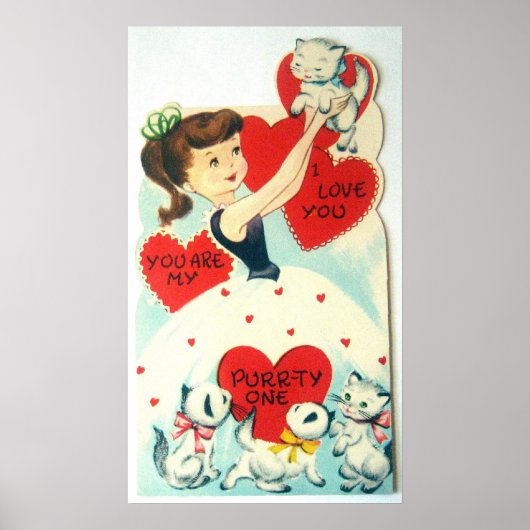 Retro Vintag Valentine Katzen Holiday Poster (Vorne)