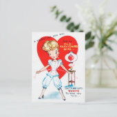 Retro Vintag Valentine Lady Postkarte (Stehend Vorderseite)