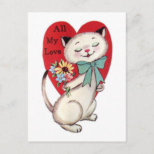 Retro Vintag Valentine Meine Liebe Katzendesign Feiertagspostkarte