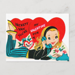 Retro Vintag Valentine Telefonmädchen Postkarte