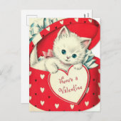 Retro Vintag Valentine Urlaubskatze Postkarte (Vorne/Hinten)