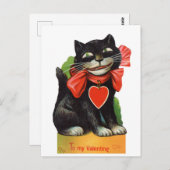 Retro Vintag Valentinerkatze Postkarte (Vorne/Hinten)