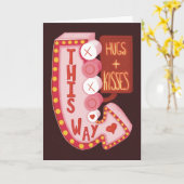 Retro Vintag Valentine's Day Hugs and Kisses Karte (Gelbe Blume)