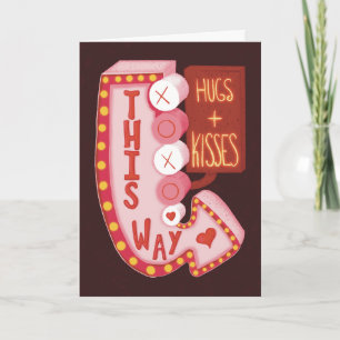 Retro Vintag Valentine's Day Hugs and Kisses Karte