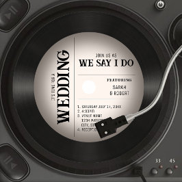 Retro Vintag Vignette Vinyl Record Wedding Einladung