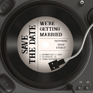 Retro Vintag Vignette Vinyl Record Wedding Save The Date
