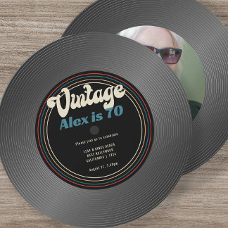 Retro Vintag Vinyl Record Foto Geburtstag Einladung